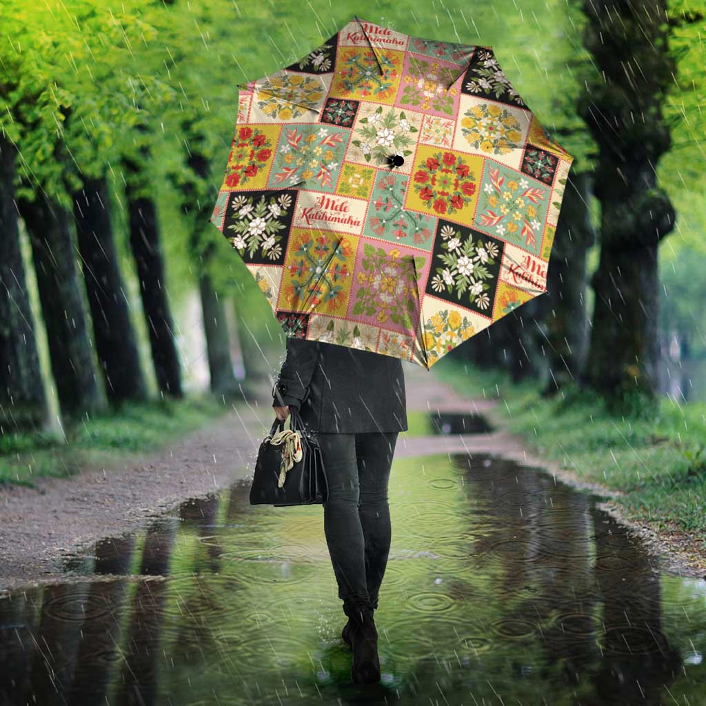 Mele Kalikimaka Hawaii Christmas Umbrella Melemele Mama Seamless Floral Motif - Polynesian Pride