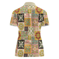 Mele Kalikimaka Hawaii Christmas Women Polo Shirt Melemele Mama Seamless Floral Motif - Polynesian Pride