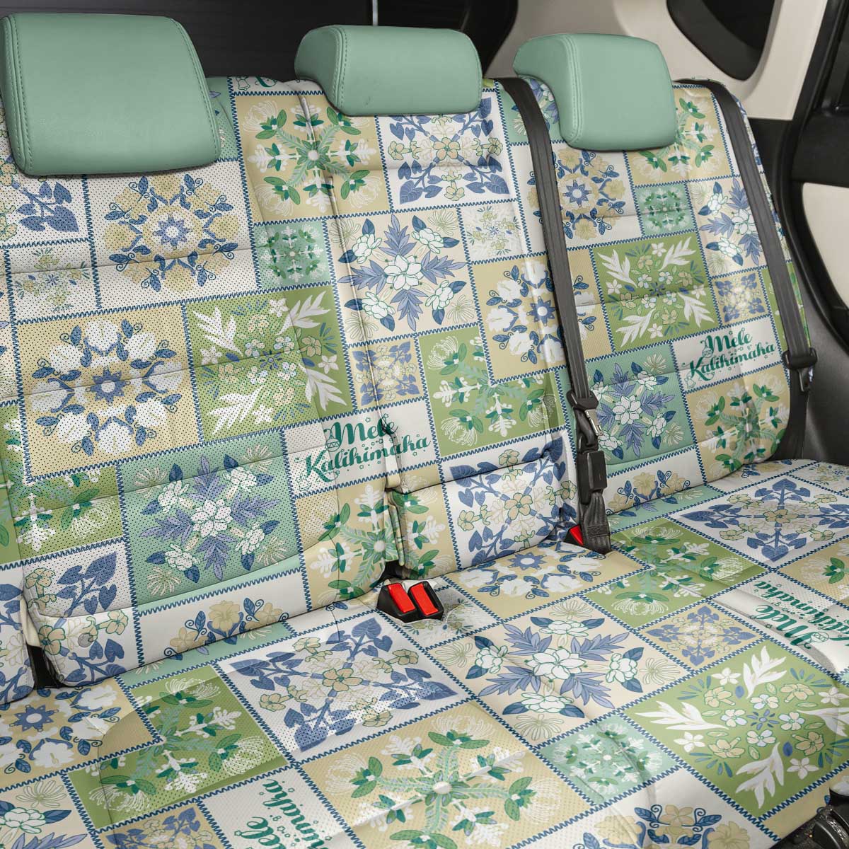 Mele Kalikimaka Hawaii Christmas Back Car Seat Cover Omaomao Seamless Floral Motif - Polynesian Pride