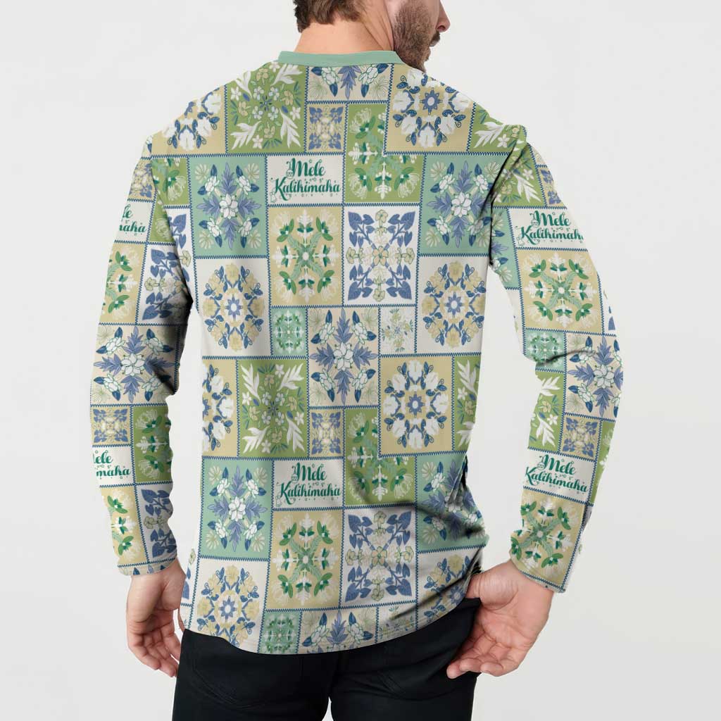 Mele Kalikimaka Hawaii Christmas Button Sweatshirt Omaomao Seamless Floral Motif - Polynesian Pride