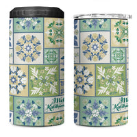 Mele Kalikimaka Hawaii Christmas 4 in 1 Can Cooler Tumbler Omaomao Seamless Floral Motif - Polynesian Pride