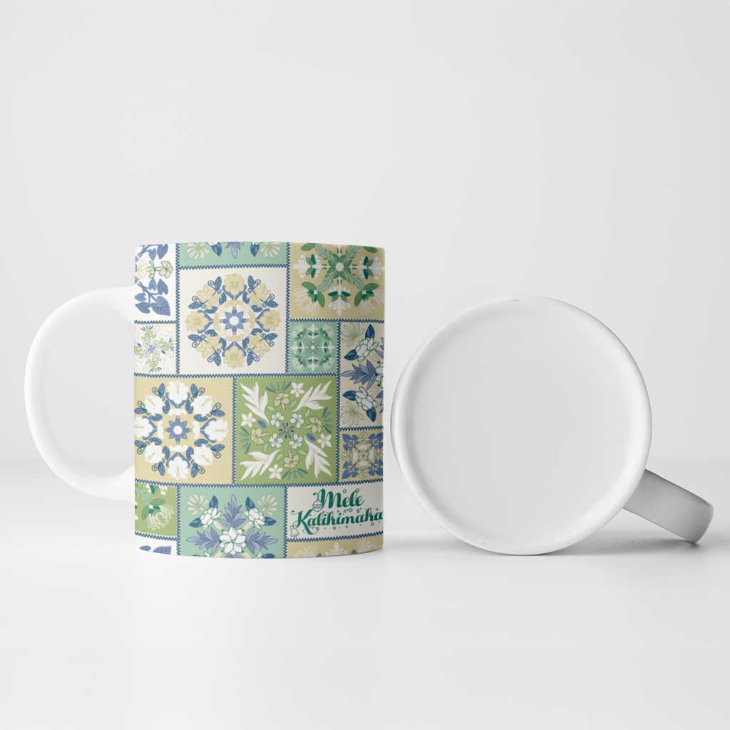 Mele Kalikimaka Hawaii Christmas Ceramic Mug Omaomao Seamless Floral Motif - Polynesian Pride