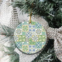 Mele Kalikimaka Hawaii Christmas Ceramic Ornament Omaomao Seamless Floral Motif - Polynesian Pride