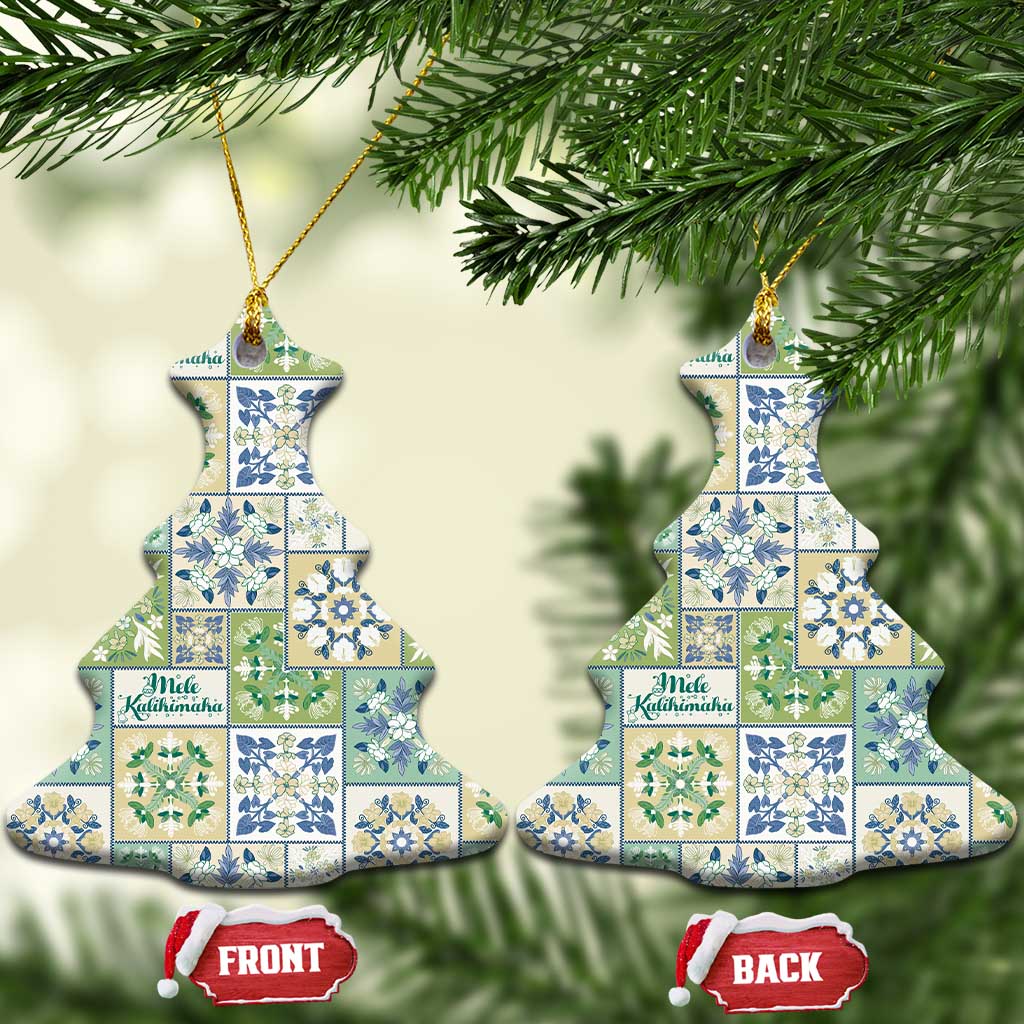 Mele Kalikimaka Hawaii Christmas Ceramic Ornament Omaomao Seamless Floral Motif - Polynesian Pride
