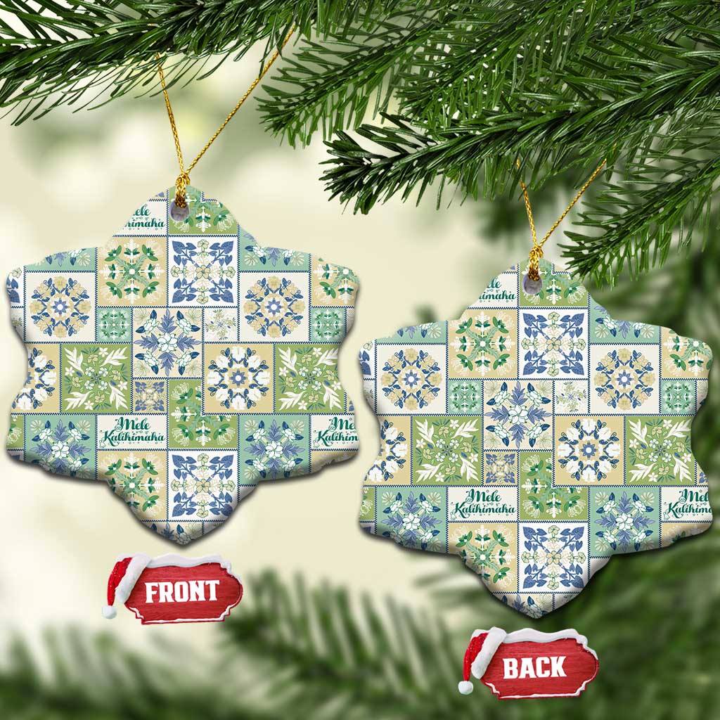 Mele Kalikimaka Hawaii Christmas Ceramic Ornament Omaomao Seamless Floral Motif - Polynesian Pride
