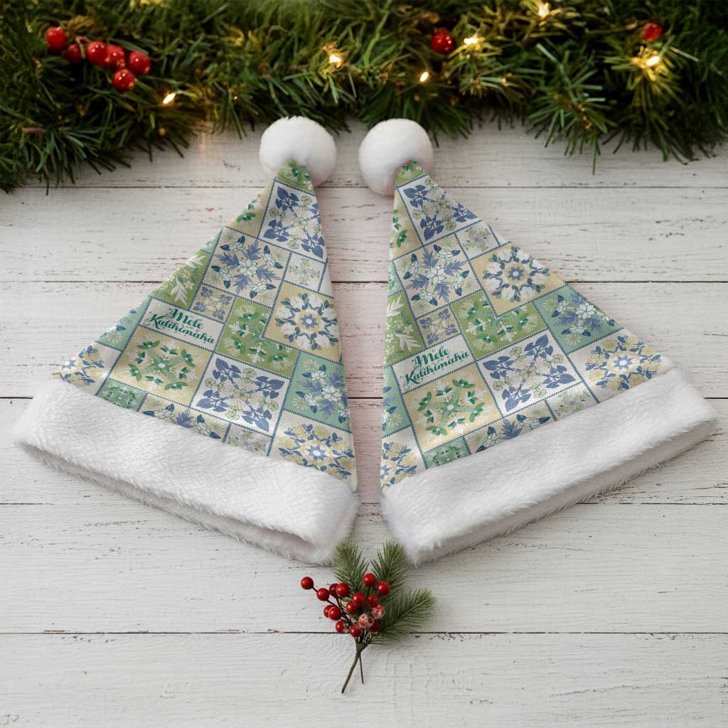 Mele Kalikimaka Hawaii Christmas Santa Hat Omaomao Seamless Floral Motif - Polynesian Pride