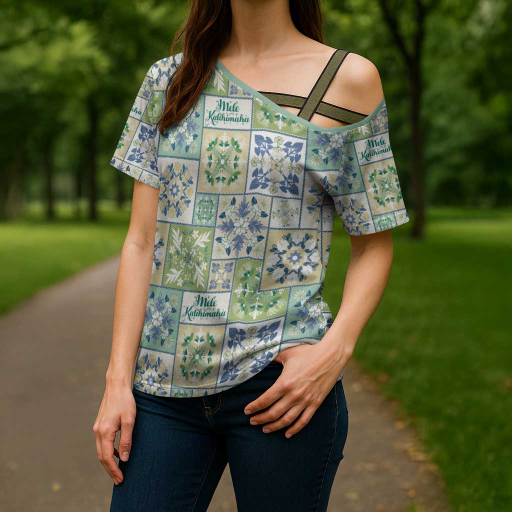 Mele Kalikimaka Hawaii Christmas Cross Shoulder Shirt Omaomao Seamless Floral Motif - Polynesian Pride