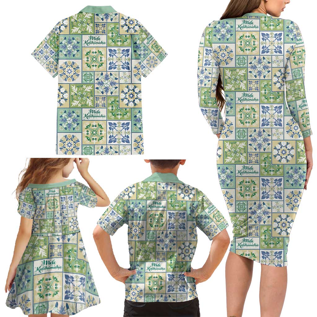 Mele Kalikimaka Hawaii Christmas Family Matching Long Sleeve Bodycon Dress and Hawaiian Shirt Omaomao Seamless Floral Motif LT9 - Polynesian Pride