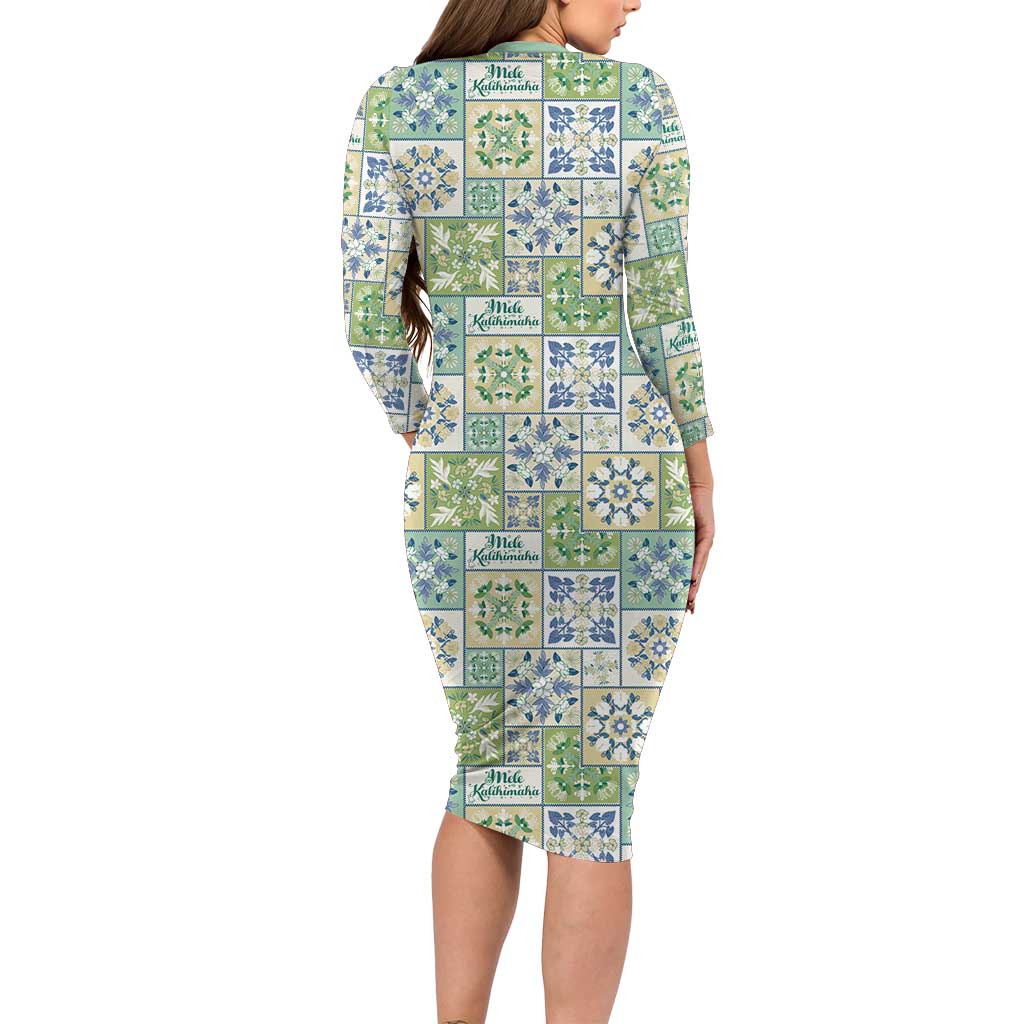 Mele Kalikimaka Hawaii Christmas Family Matching Long Sleeve Bodycon Dress and Hawaiian Shirt Omaomao Seamless Floral Motif LT9 - Polynesian Pride