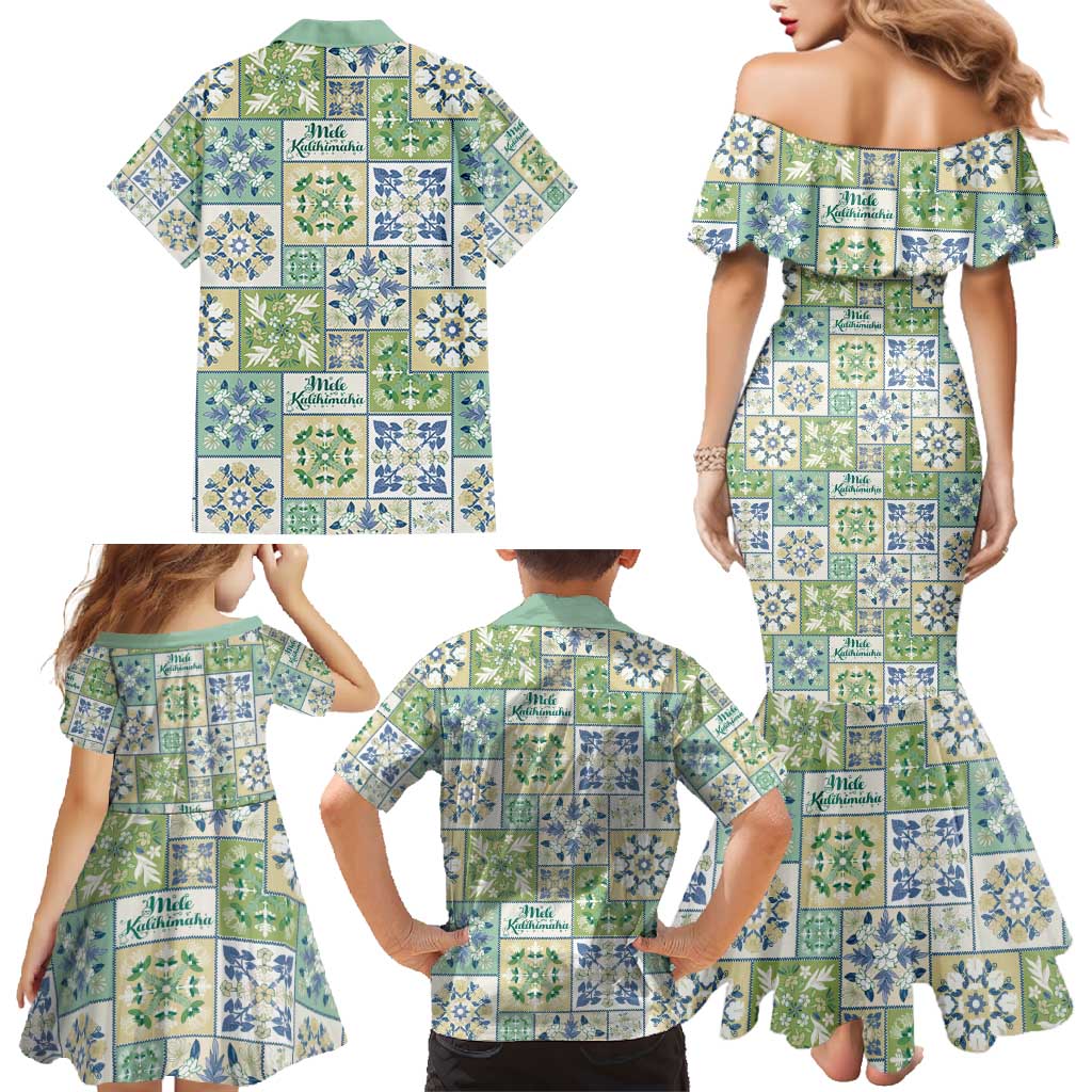 Mele Kalikimaka Hawaii Christmas Family Matching Mermaid Dress and Hawaiian Shirt Omaomao Seamless Floral Motif LT9 - Polynesian Pride