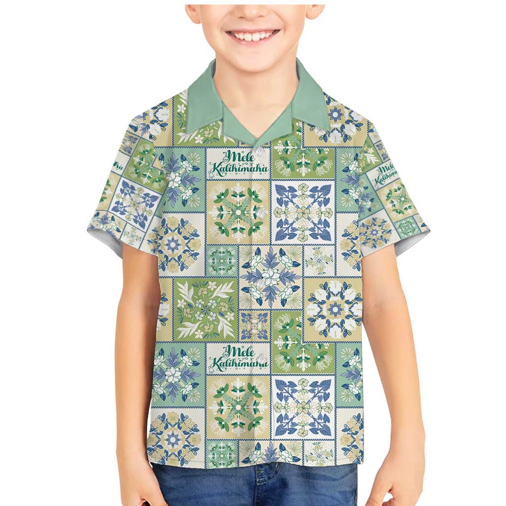 Mele Kalikimaka Hawaii Christmas Family Matching Mermaid Dress and Hawaiian Shirt Omaomao Seamless Floral Motif LT9 Son's Shirt Green - Polynesian Pride