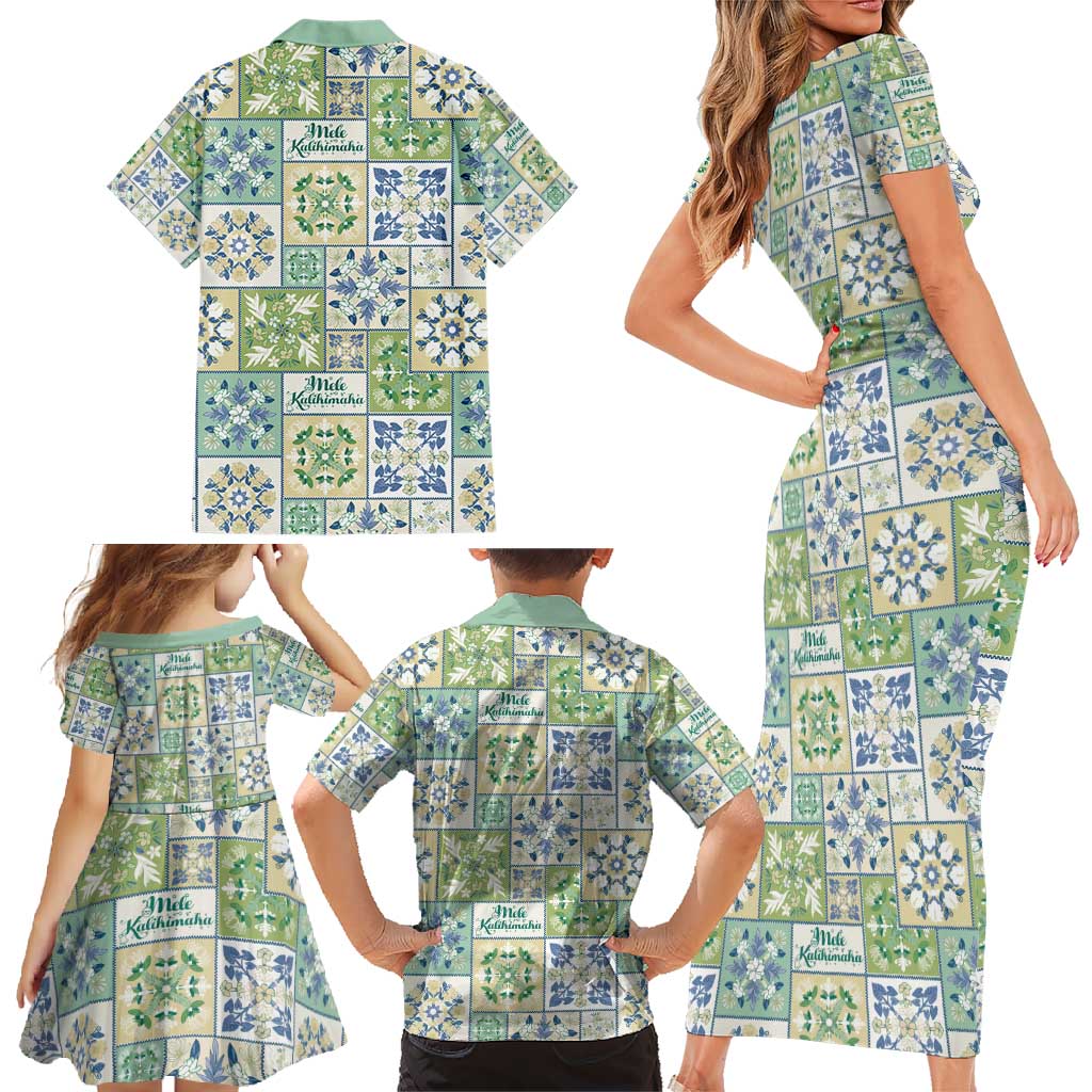 Mele Kalikimaka Hawaii Christmas Family Matching Short Sleeve Bodycon Dress and Hawaiian Shirt Omaomao Seamless Floral Motif LT9 - Polynesian Pride