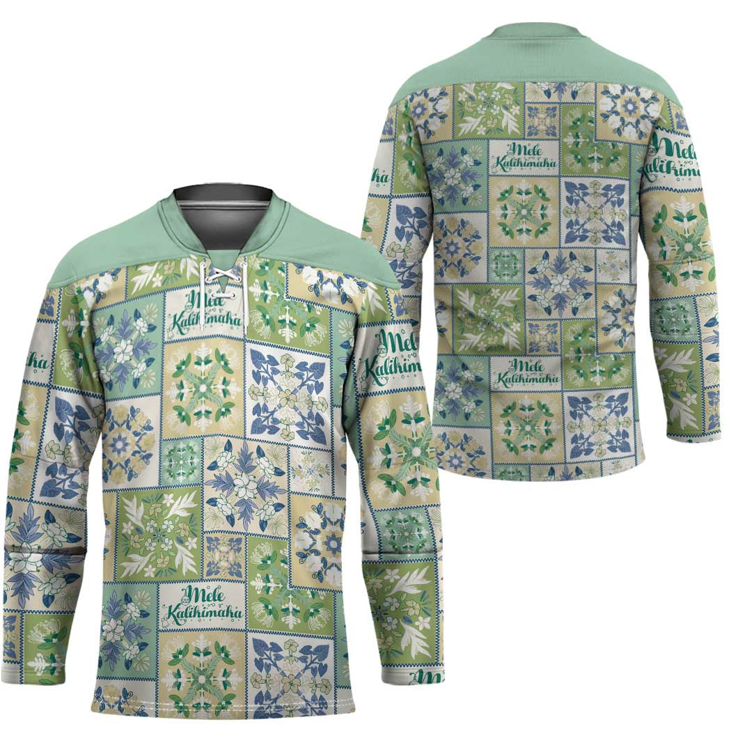 Mele Kalikimaka Hawaii Christmas Hockey Jersey Omaomao Seamless Floral Motif - Polynesian Pride