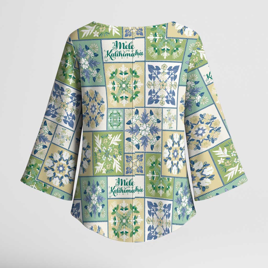 Mele Kalikimaka Hawaii Christmas Kimono Sleeve Blouse Omaomao Seamless Floral Motif - Polynesian Pride