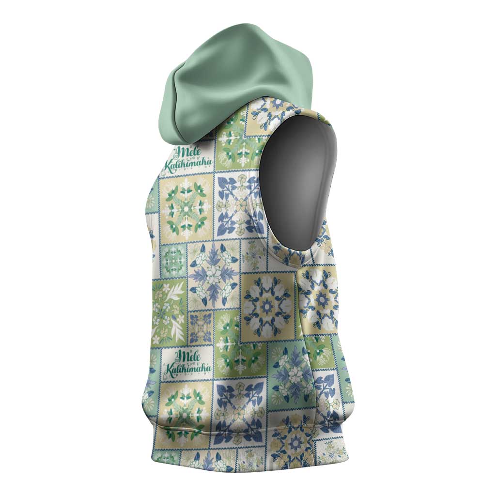 Mele Kalikimaka Hawaii Christmas Sleeveless Hoodie Omaomao Seamless Floral Motif - Polynesian Pride