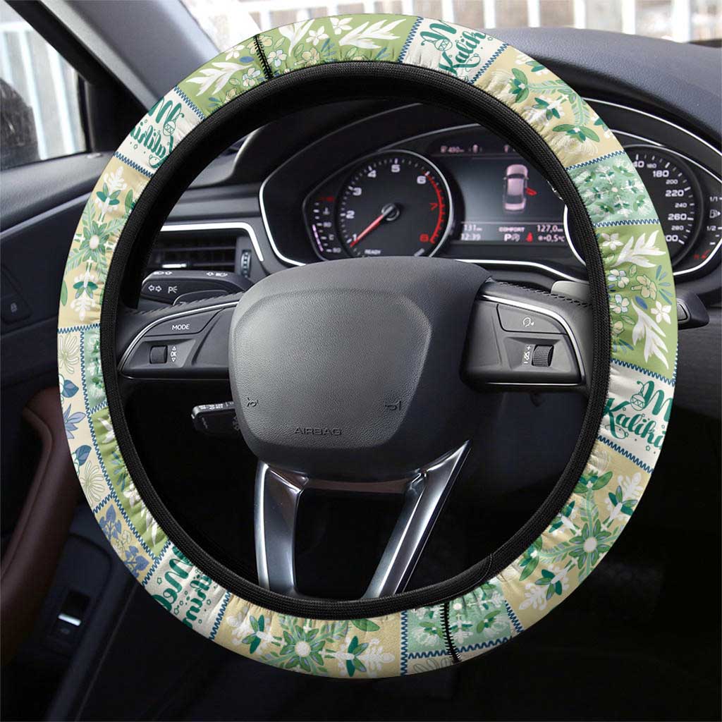 Mele Kalikimaka Hawaii Christmas Steering Wheel Cover Omaomao Seamless Floral Motif - Polynesian Pride