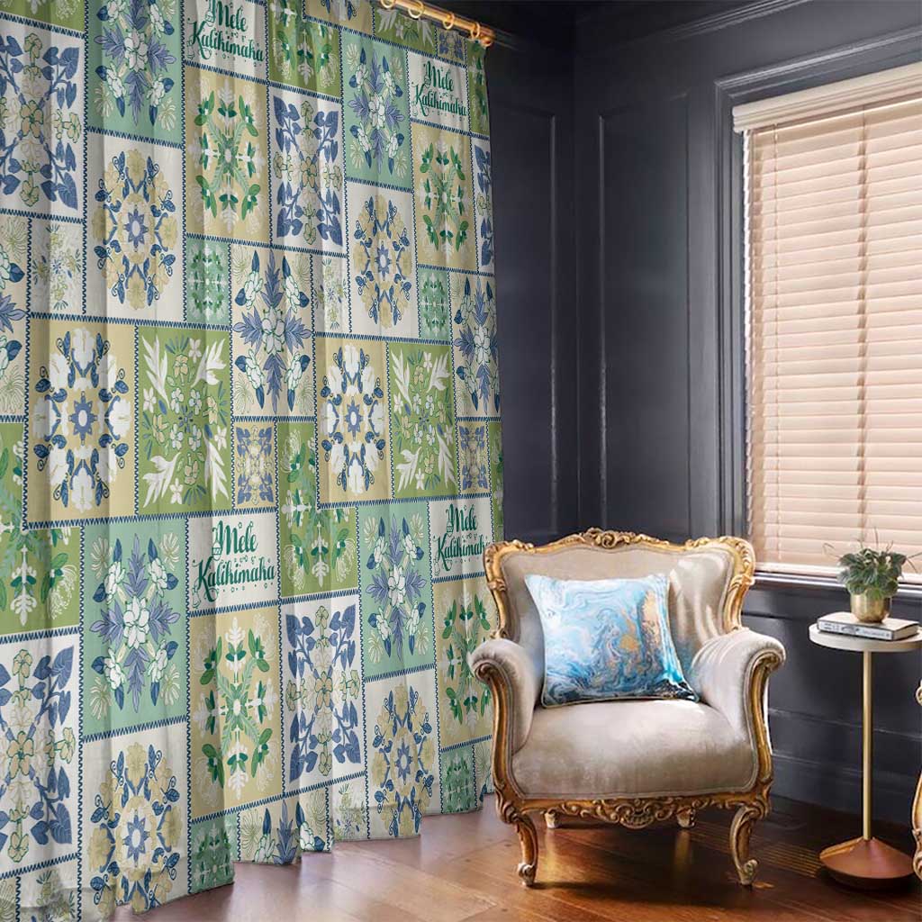 Mele Kalikimaka Hawaii Christmas Window Curtain Omaomao Seamless Floral Motif - Polynesian Pride