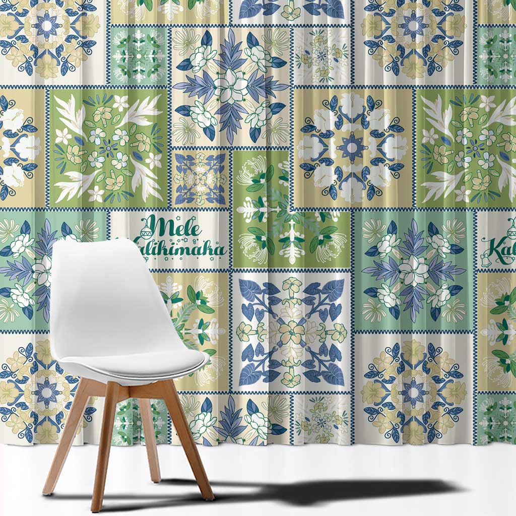 Mele Kalikimaka Hawaii Christmas Window Curtain Omaomao Seamless Floral Motif - Polynesian Pride