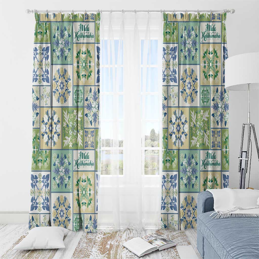 Mele Kalikimaka Hawaii Christmas Window Curtain Omaomao Seamless Floral Motif - Polynesian Pride