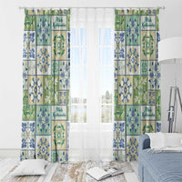Mele Kalikimaka Hawaii Christmas Window Curtain Omaomao Seamless Floral Motif - Polynesian Pride