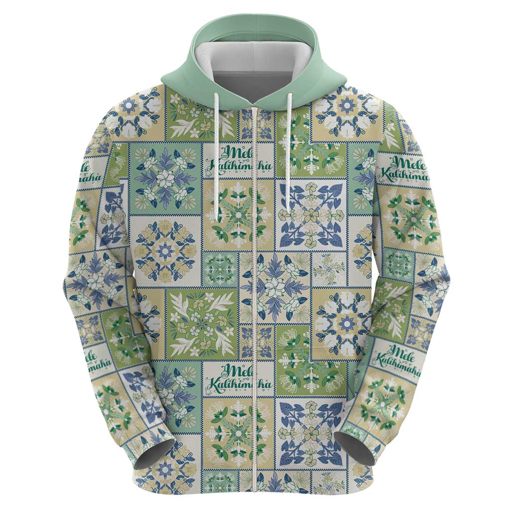 Mele Kalikimaka Hawaii Christmas Zip Hoodie Omaomao Seamless Floral Motif - Polynesian Pride