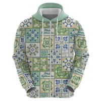 Mele Kalikimaka Hawaii Christmas Zip Hoodie Omaomao Seamless Floral Motif - Polynesian Pride