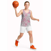 Mele Kalikimaka Hawaii Christmas Basketball Jersey Akala Seamless Floral Motif - Polynesian Pride