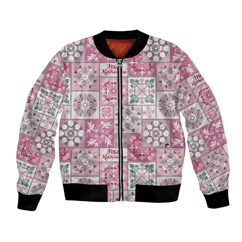 Mele Kalikimaka Hawaii Christmas Bomber Jacket Akala Seamless Floral Motif - Polynesian Pride