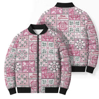 Mele Kalikimaka Hawaii Christmas Bomber Puffer Jacket Akala Seamless Floral Motif LT9 - Polynesian Pride