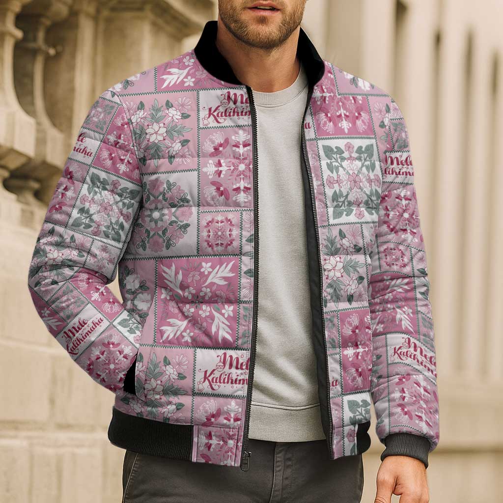 Mele Kalikimaka Hawaii Christmas Bomber Puffer Jacket Akala Seamless Floral Motif LT9 - Polynesian Pride
