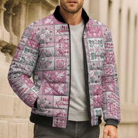 Mele Kalikimaka Hawaii Christmas Bomber Puffer Jacket Akala Seamless Floral Motif LT9 - Polynesian Pride