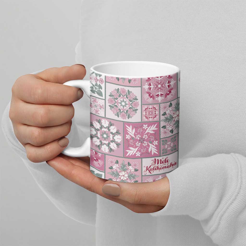 Mele Kalikimaka Hawaii Christmas Ceramic Mug Akala Seamless Floral Motif - Polynesian Pride