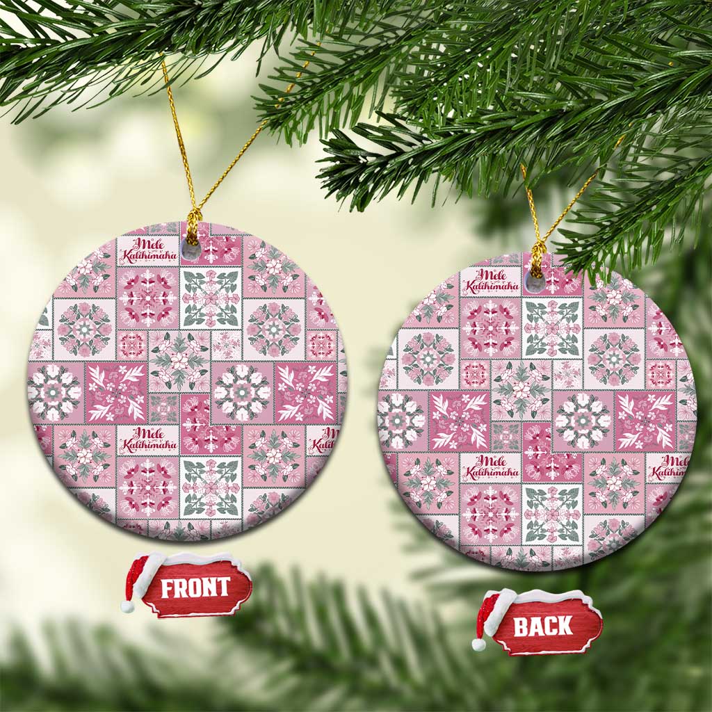 Mele Kalikimaka Hawaii Christmas Ceramic Ornament Akala Seamless Floral Motif - Polynesian Pride