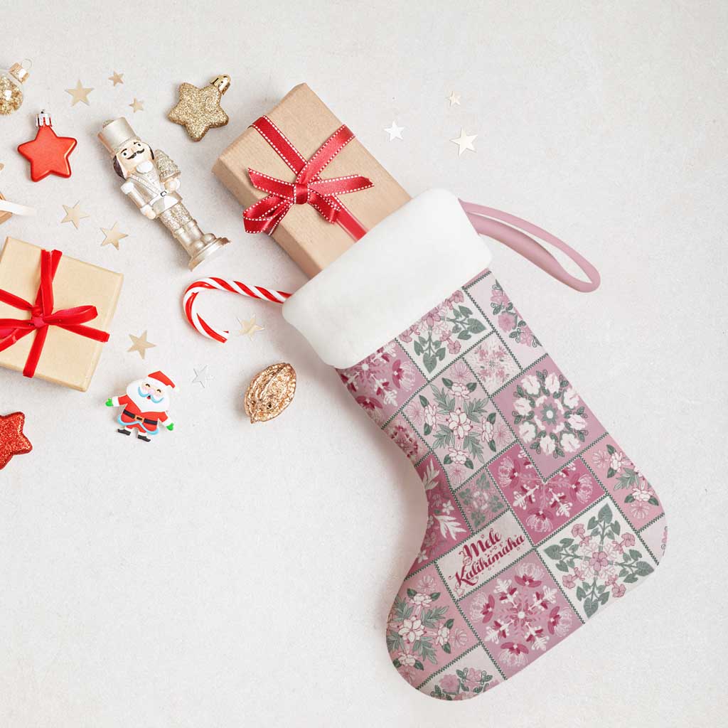 Mele Kalikimaka Hawaii Christmas Stocking Akala Seamless Floral Motif - Polynesian Pride