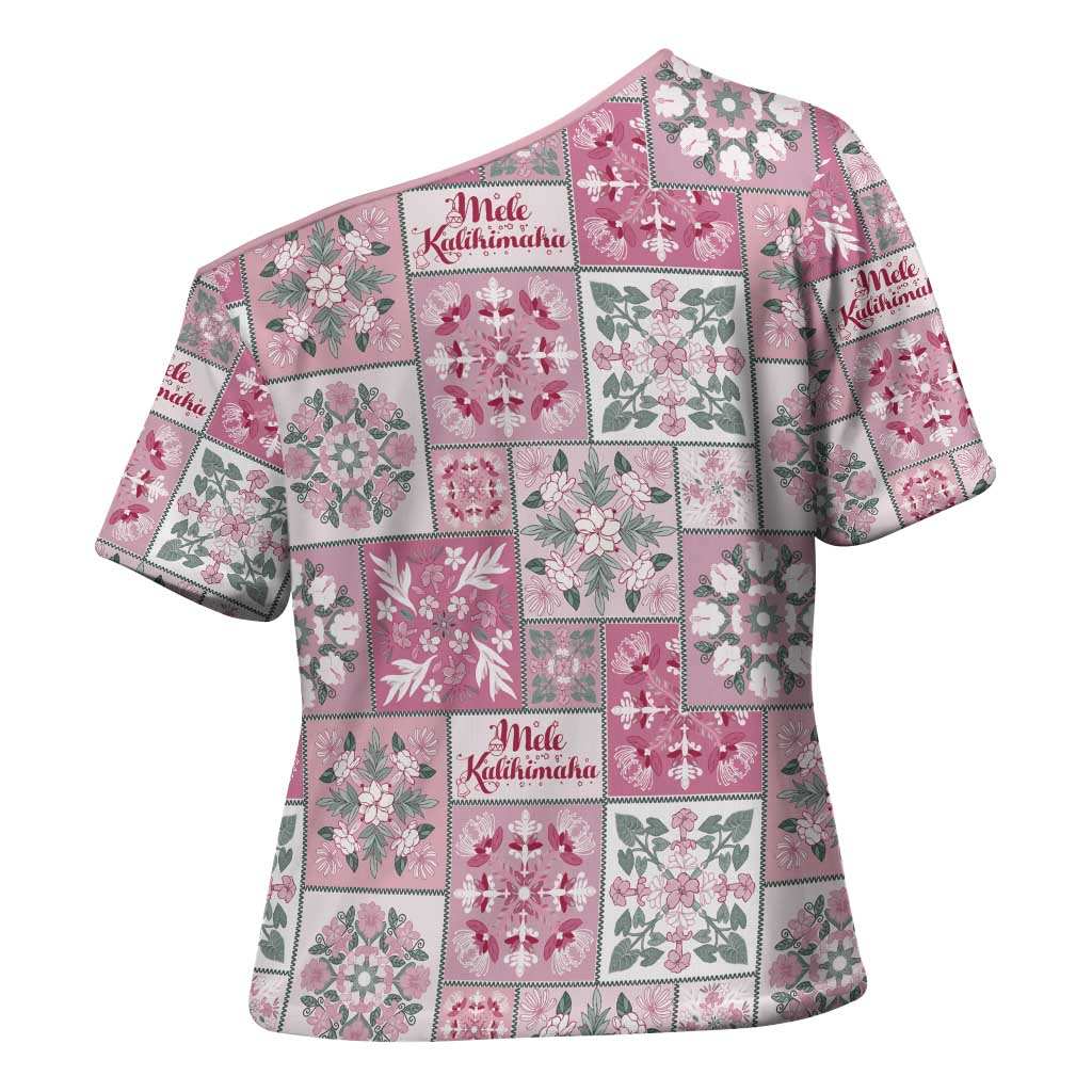 Mele Kalikimaka Hawaii Christmas Cross Shoulder Shirt Akala Seamless Floral Motif - Polynesian Pride