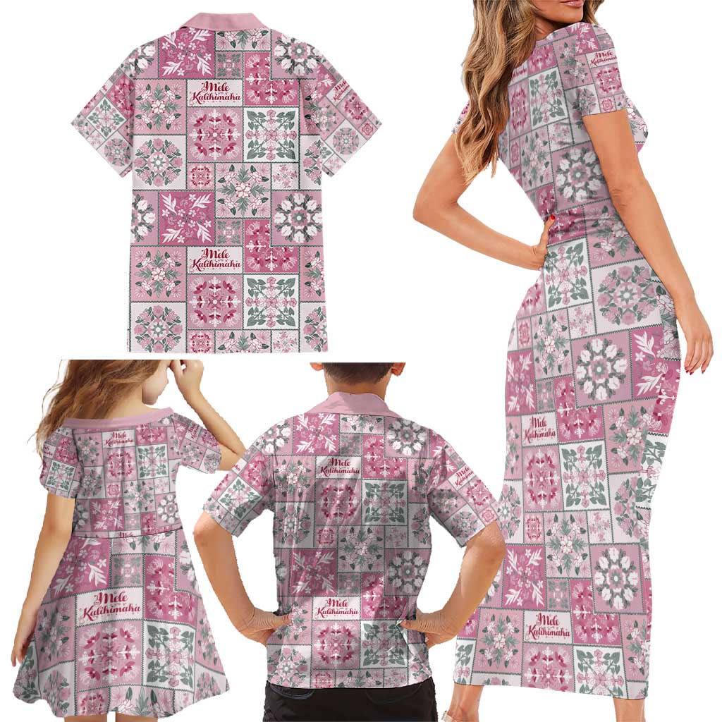 Mele Kalikimaka Hawaii Christmas Family Matching Short Sleeve Bodycon Dress and Hawaiian Shirt Akala Seamless Floral Motif LT9 - Polynesian Pride