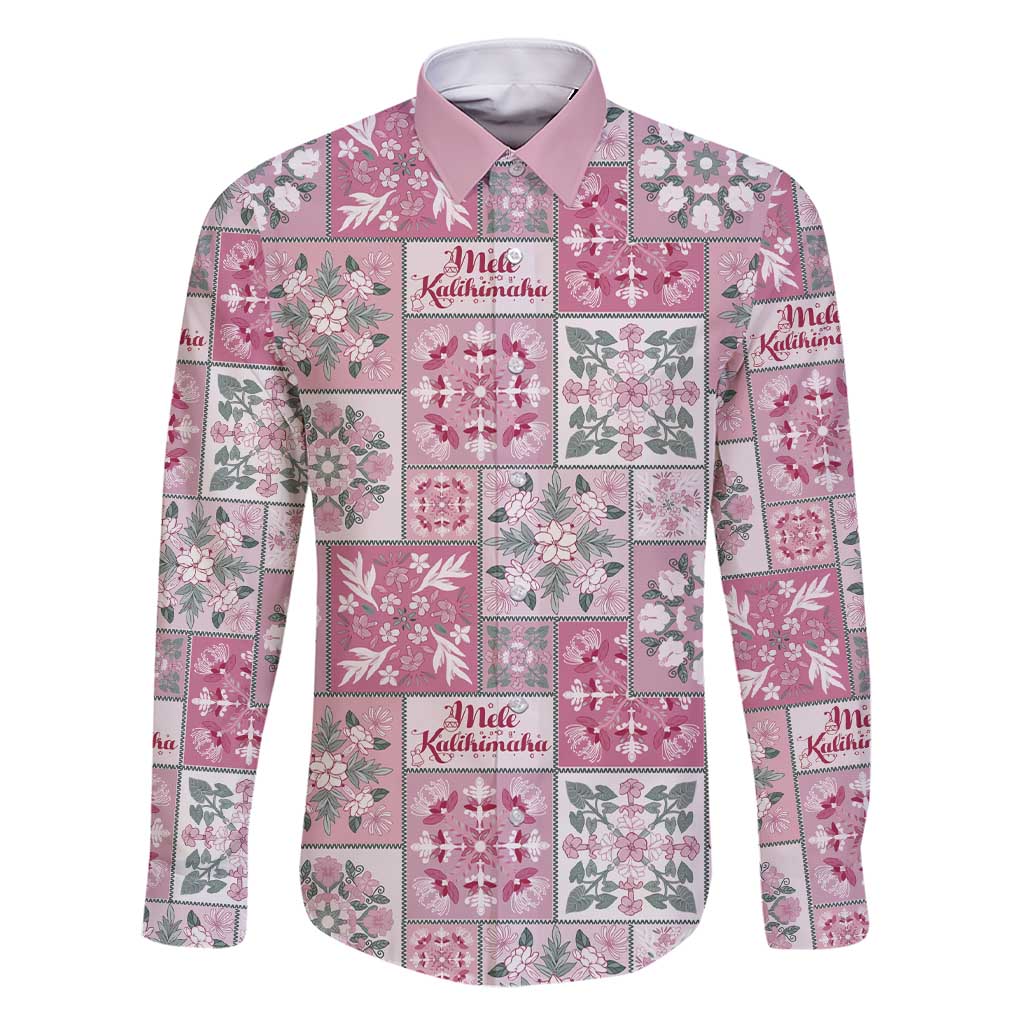 Mele Kalikimaka Hawaii Christmas Family Matching Short Sleeve Bodycon Dress and Hawaiian Shirt Akala Seamless Floral Motif LT9 Dad's Shirt - Long Sleeve Pink - Polynesian Pride