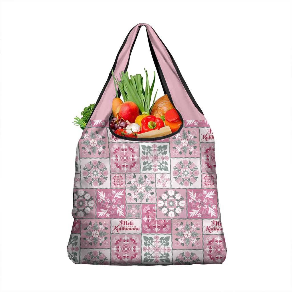 Mele Kalikimaka Hawaii Christmas Grocery Bag Akala Seamless Floral Motif - Polynesian Pride