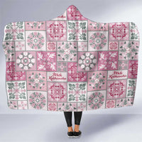 Mele Kalikimaka Hawaii Christmas Hooded Blanket Akala Seamless Floral Motif - Polynesian Pride