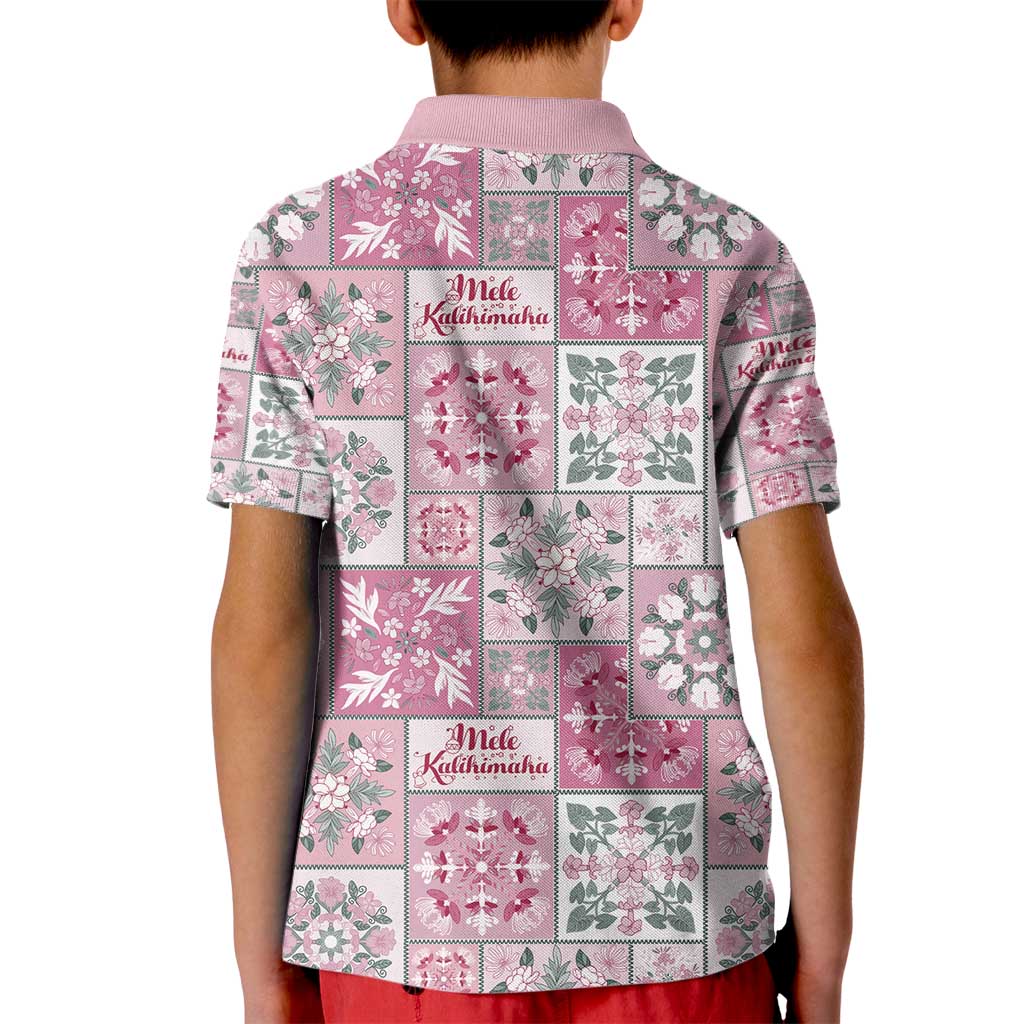 Mele Kalikimaka Hawaii Christmas Kid Polo Shirt Akala Seamless Floral Motif - Polynesian Pride