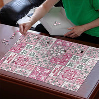 Mele Kalikimaka Hawaii Christmas Puzzle Akala Seamless Floral Motif - Polynesian Pride