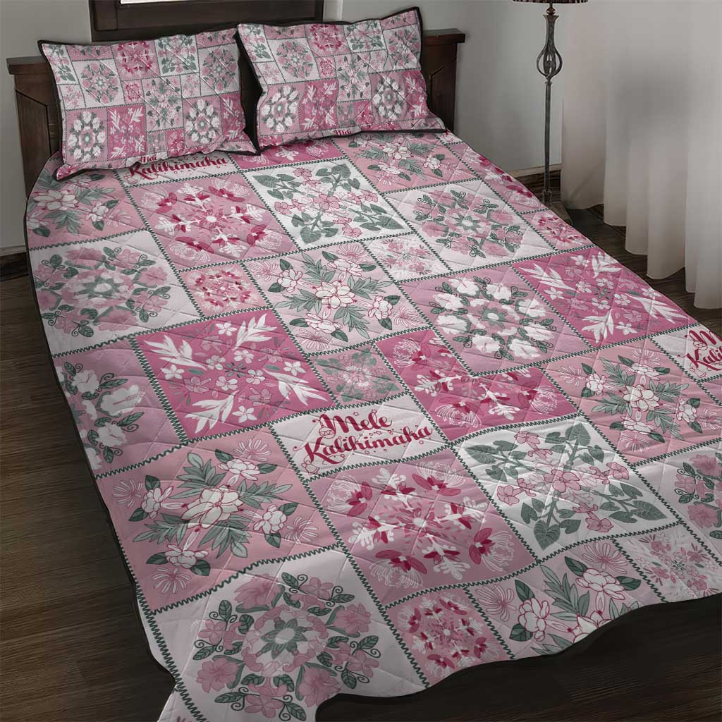 Mele Kalikimaka Hawaii Christmas Quilt Bed Set Akala Seamless Floral Motif - Polynesian Pride