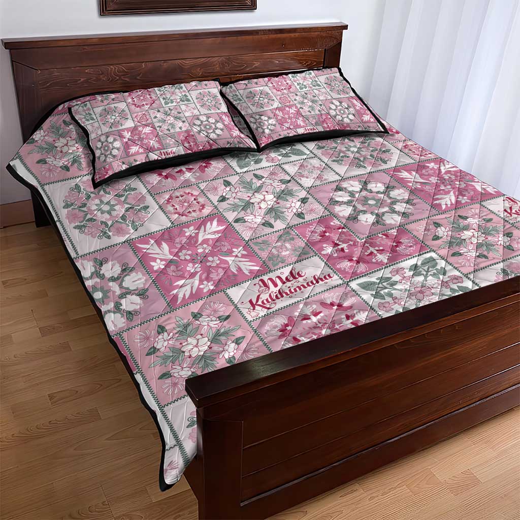Mele Kalikimaka Hawaii Christmas Quilt Bed Set Akala Seamless Floral Motif - Polynesian Pride