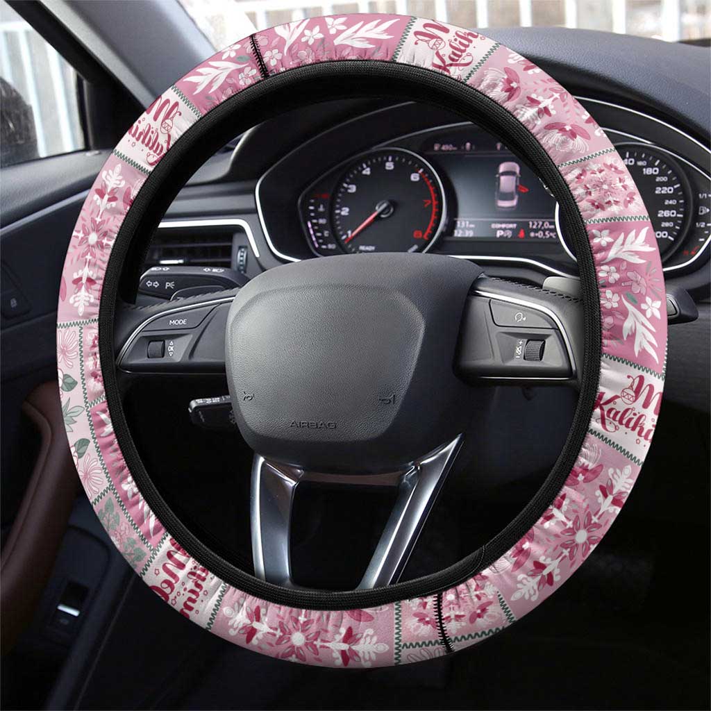 Mele Kalikimaka Hawaii Christmas Steering Wheel Cover Akala Seamless Floral Motif - Polynesian Pride