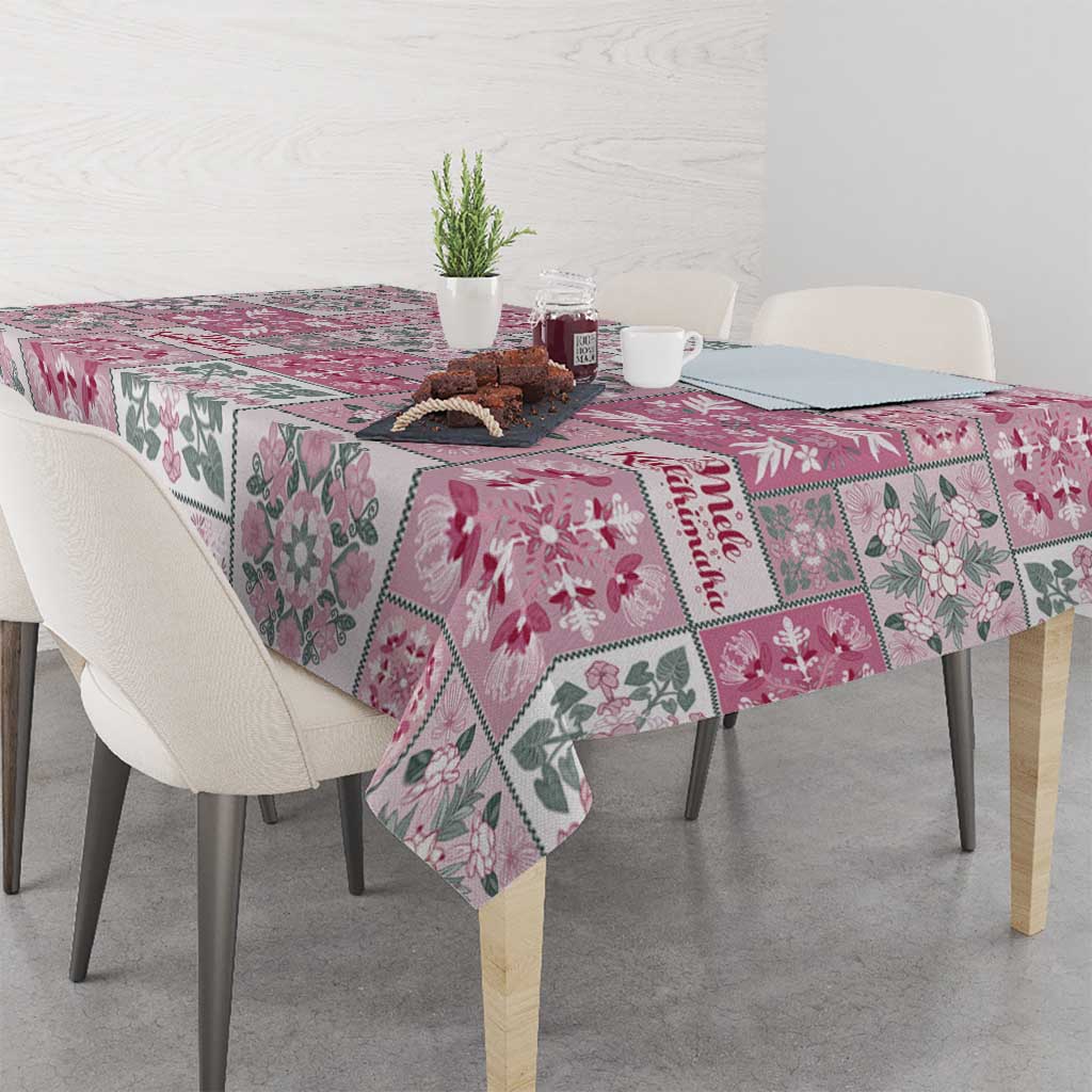 Mele Kalikimaka Hawaii Christmas Tablecloth Akala Seamless Floral Motif - Polynesian Pride