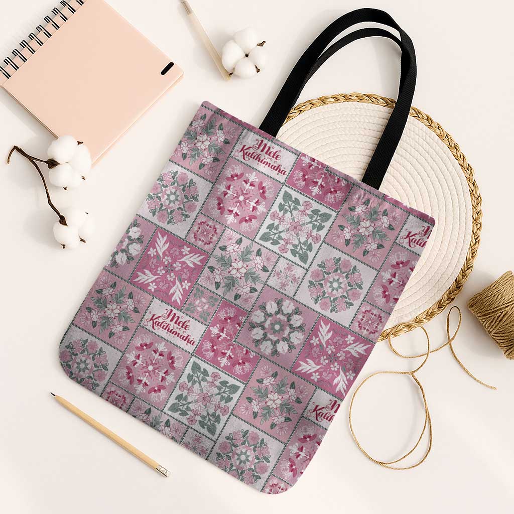 Mele Kalikimaka Hawaii Christmas Tote Bag Akala Seamless Floral Motif - Polynesian Pride
