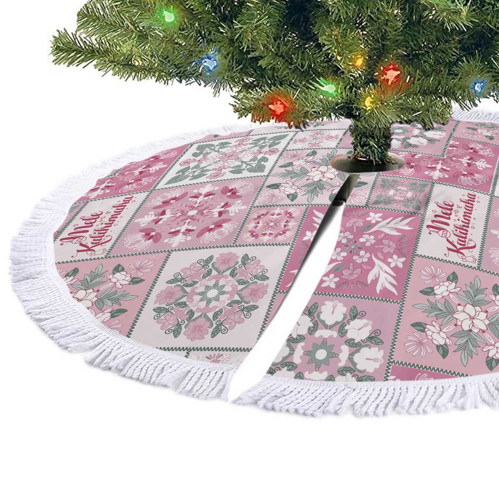 Mele Kalikimaka Hawaii Christmas Tree Skirt Akala Seamless Floral Motif LT9 - Polynesian Pride