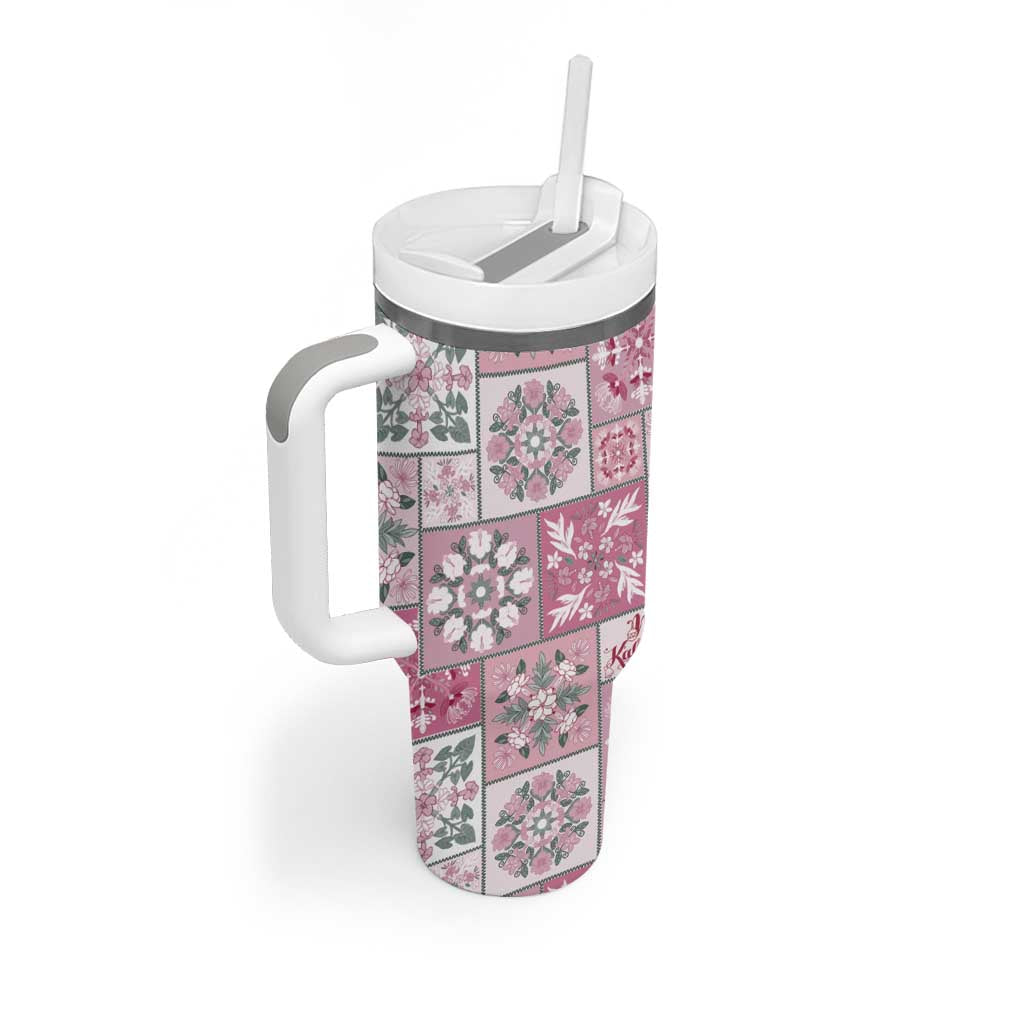 Mele Kalikimaka Hawaii Christmas Tumbler With Handle Akala Seamless Floral Motif - Polynesian Pride