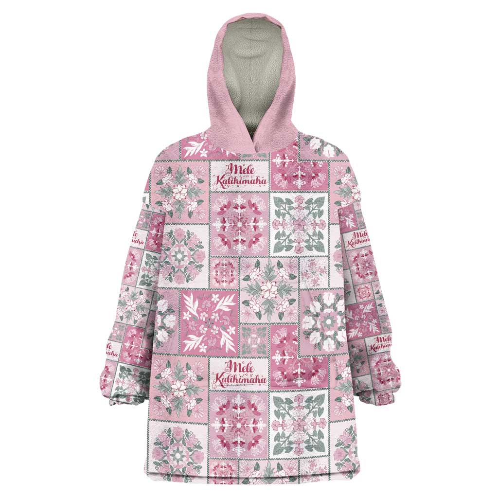 Mele Kalikimaka Hawaii Christmas Wearable Blanket Hoodie Akala Seamless Floral Motif - Polynesian Pride
