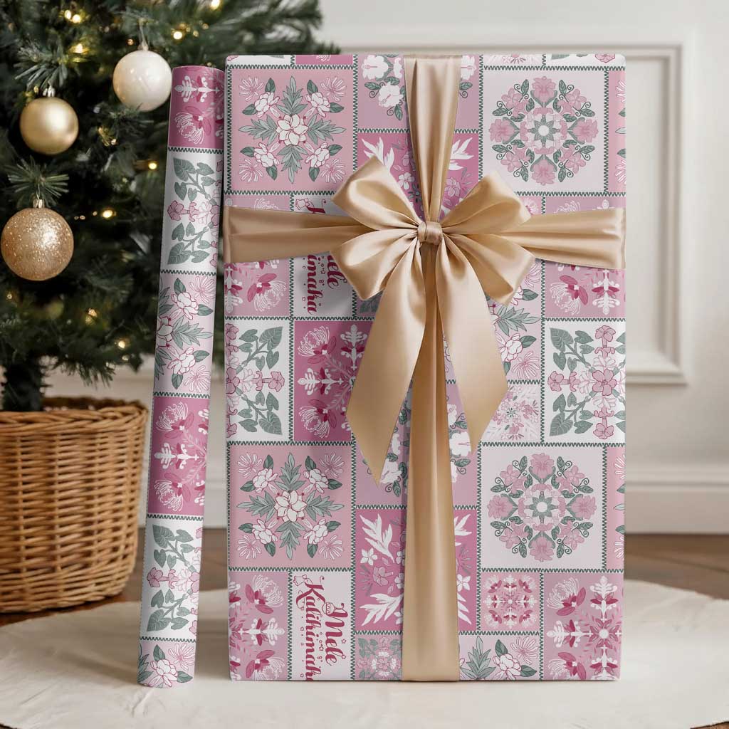 Mele Kalikimaka Hawaii Christmas Wrapping Paper Akala Seamless Floral Motif - Polynesian Pride